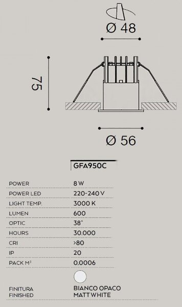 Faretto incasso moderno gea led qebui gfa950c alluminio spot - Gea Led