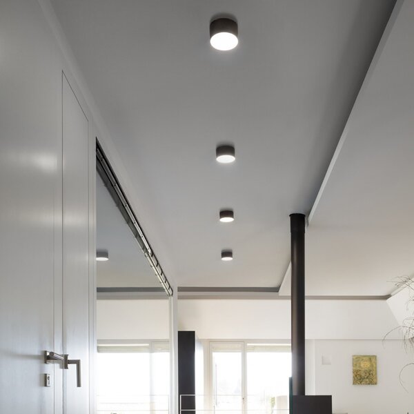 Plafoniera alluminio gea led cloe 65 gpl243c led lampada soffitto nero tonda moderna interno 16w 3000°k ip20 - Gea Led