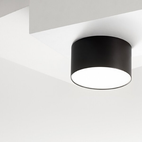 Plafoniera alluminio gea led cloe 65 gpl242n led lampada soffitto nero tonda moderna interno 12w 4000°k - Gea Led