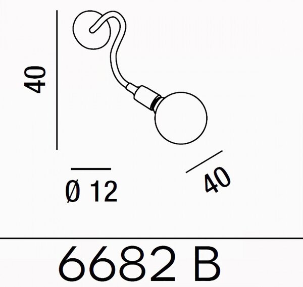 Applique moderno perenz bulbo 6682 b led e27 lampada parete braccio orientabile metallo gomma - Perenz