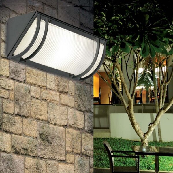 Applique moderno pan international angolo est140 e27 led ip44 lampada parete soffitto alluminio esterno - Pan International