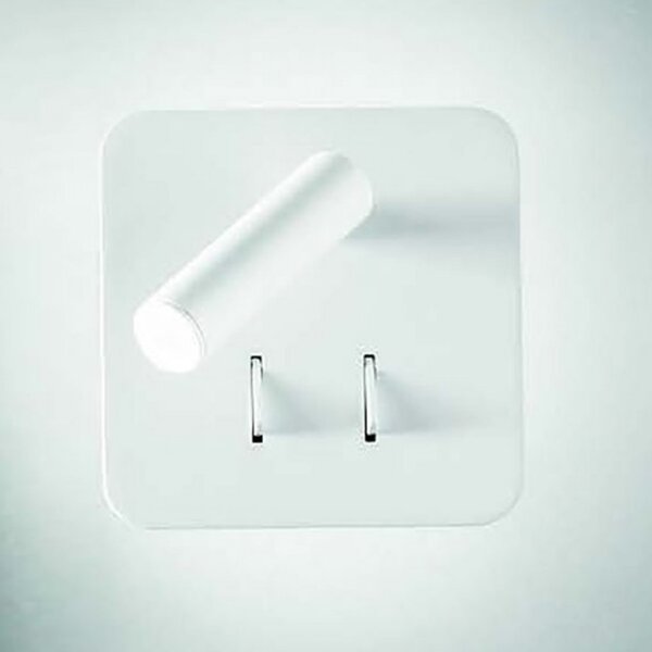 Applique moderno perenz plug 6704 b lc led lampada parete quadrata orientabile metallo doppia accensione - Perenz