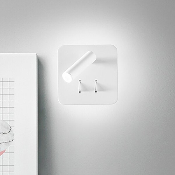 Applique moderno perenz plug 6704 b lc led lampada parete quadrata orientabile metallo doppia accensione - Perenz