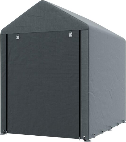 Fortuna Lai Casetta da giardino, tenda da magazzino, robusta e resistente alle intemperie, telaio in acciaio, 1,2x1,8x1,6 m, grigio scuro
