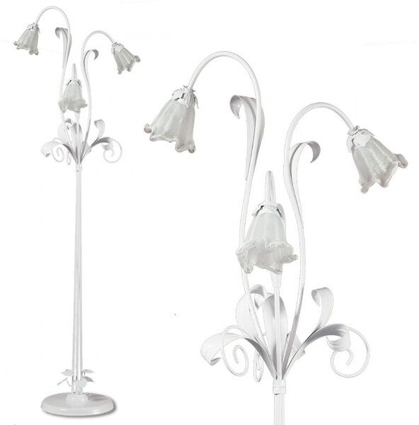 Piantana moderna padana lampadari shabby chic 1104 pt3 e14 led metallo vetro lampada terra - Padana Lampadari