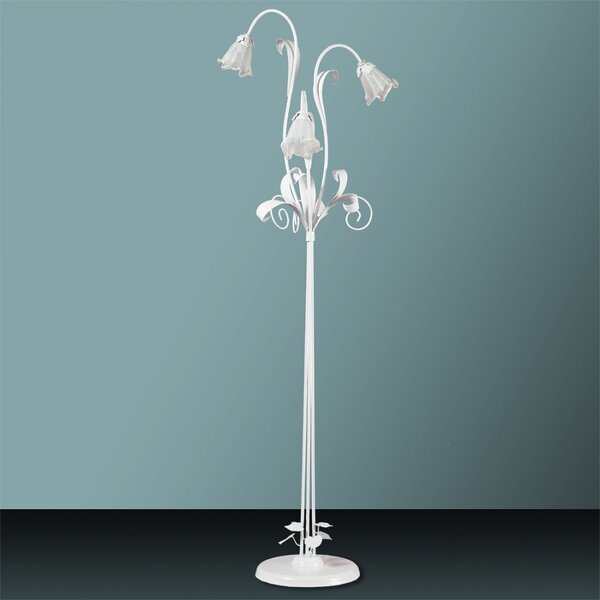 Piantana moderna padana lampadari shabby chic 1104 pt3 e14 led metallo vetro lampada terra - Padana Lampadari
