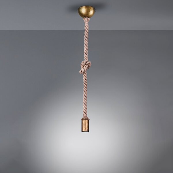 Lampadario trio lighting rope e27 led metallo ottone invecchiato sospensione rustica vintage corda interno - Trio Lighting