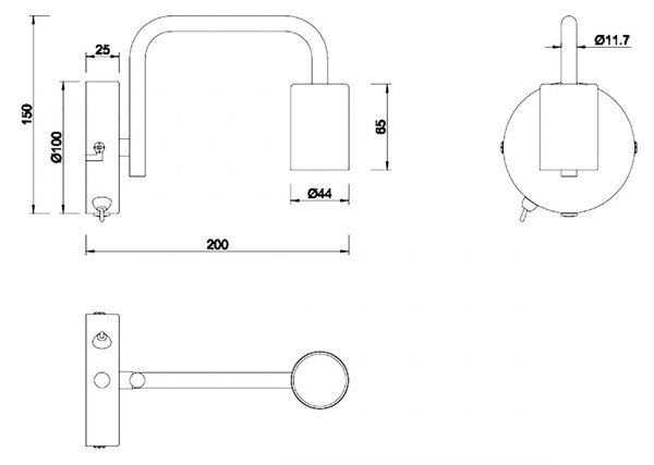 Applique trio lighting diallo 208070132 e27 led lampada parete - Trio Lighting