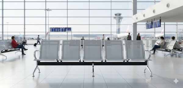 Panca per Sala Attesa 5 Posti in Acciaio da Ufficio Tosini Grigia