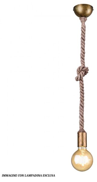 Lampadario trio lighting rope e27 led metallo ottone invecchiato sospensione rustica vintage corda interno - Trio Lighting