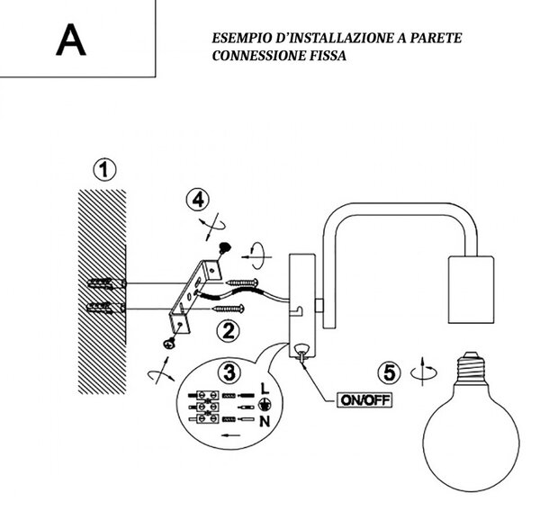 Applique trio lighting diallo 208070132 e27 led lampada parete - Trio Lighting