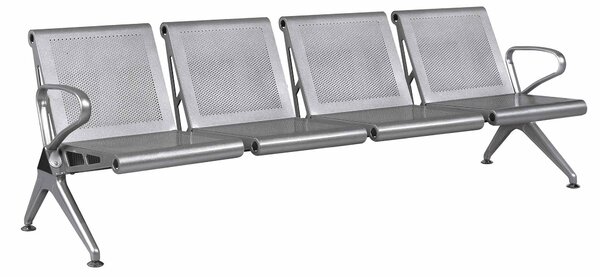 Panca per Sala Attesa 4 Posti in Acciaio da Ufficio Tosini Silver