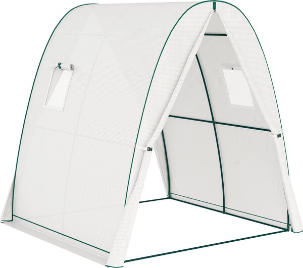 Serra Fortuna Lai con porta scorrevole, 2 finestre, serra in acciaio resistente all'inverno, serra per balcone, giardino, serra per pomodori 180 x 180 x 200 cm, serra per pomodori, ortaggi, fiori, bianco