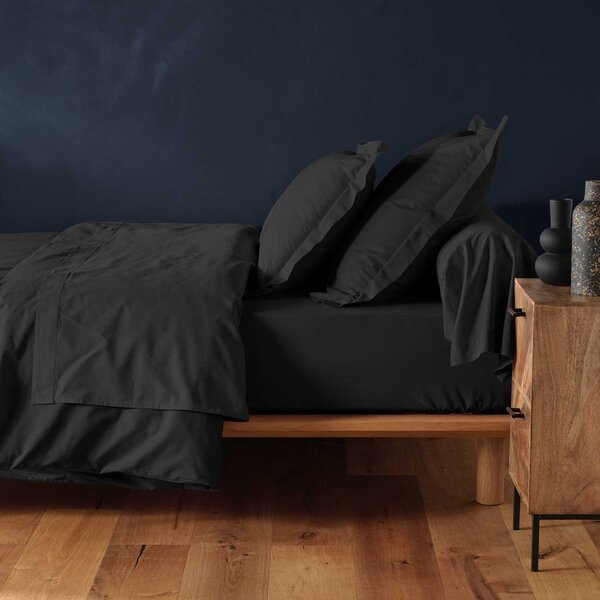 Lenzuolo con angoli nero in cotone 160x200 cm Lina – douceur d'intérieur