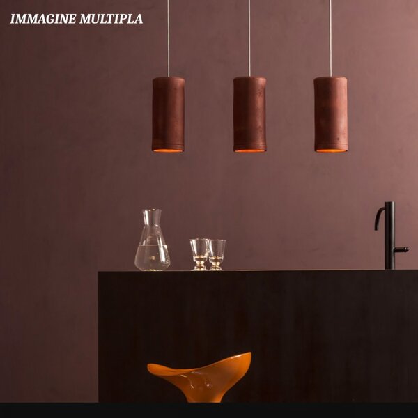 Sospensione toscot carso 983s gu10 led terracotta galestro pietra lampadario monoemissione interno - Toscot