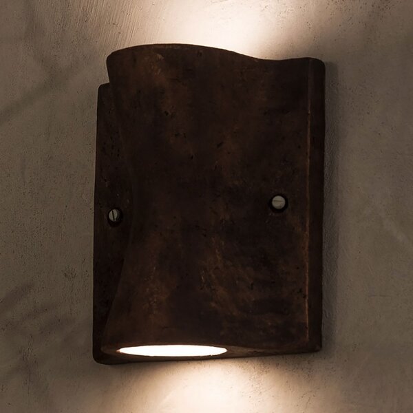 Applique toscot lido 1072 gx53 7w led ip55 terracotta lampada parete biemissione refrattaria rustica esterno - Toscot