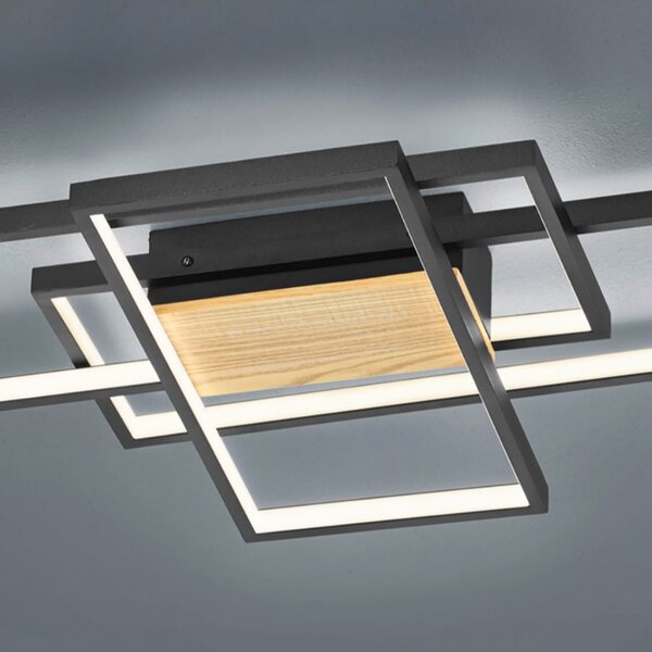 Plafoniera trio lighting tucson 672610332 led dimmerabile legno lampada soffitto - Trio Lighting