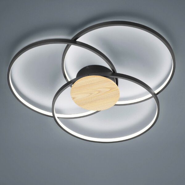 Plafoniera trio lighting sedona 673210332 led dimmerabile legno lampada soffitto - Trio Lighting