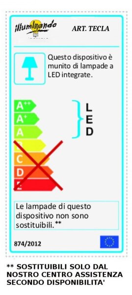 Applique illuminando tecla 12w led 1104lm 3000°k vetro lampada parete moderna modulo led interno - Illuminando