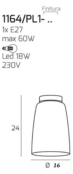 Plafoniera top light shaded 1164cr pl1 e27 led vetro colorato lampada soffitto moderna - Top Light