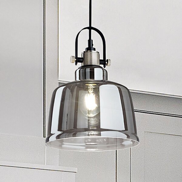 Lampadario moderno perenz vintage 6840 fu e27 led sospensione vetro fumè calata interno - Perenz