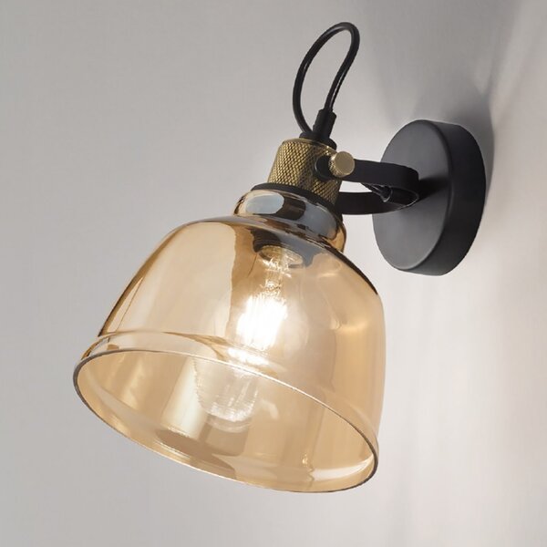 Applique classico perenz vintage 6842 am e27 led lampada parete vetro ambra orientabile interno - Perenz