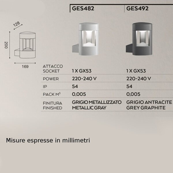 Applique esterno gea led janet up ges482 led lampada parete moderna gx53 ip54 - Gea Led