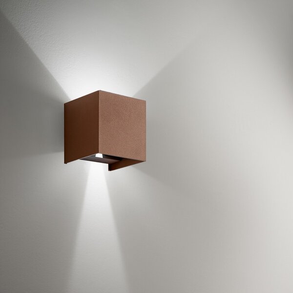 Applique esterno gea led henk q ges864n led ip54 4000°k lampada parete classico ruggine cubo - Gea Led