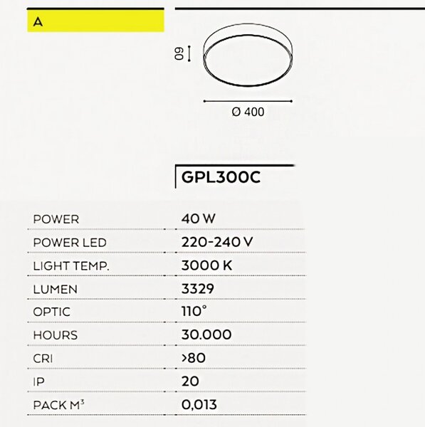 Plafoniera moderna gea led biham r gpl300c led lampada soffitto alluminio metacrilato - Gea Led