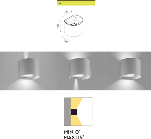 Applique moderno gea led henk r ges872n led alluminio lampada parete biemissione - Gea Led