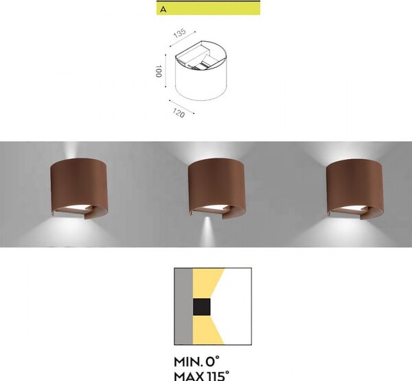 Applique alluminio gea led henk r ges874c led ip54 fascio regolabile lampada parete biemissione classica - Gea Led