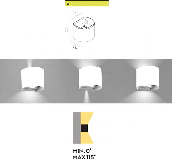 Applique alluminio gea led henk r ges870c led ip54 fascio regolabile lampada parete biemissione moderna esterno - Gea Led