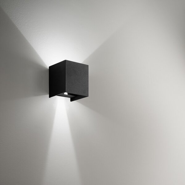 Applique alluminio gea led henk q ges863c led ip54 3000°k fascio regolabile lampada parete biemissione moderna cubo esterno - Gea Led