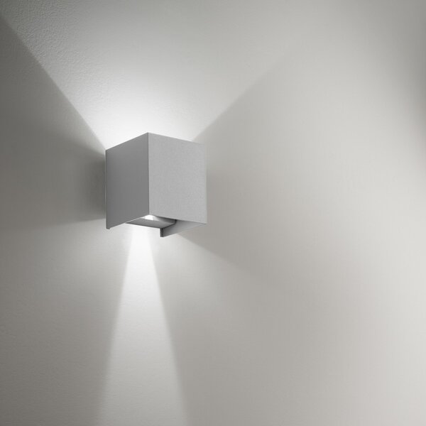 Applique alluminio gea led henk q ges862c led ip54 3000°k fascio regolabile lampada parete biemissione moderna cubo esterno - Gea Led
