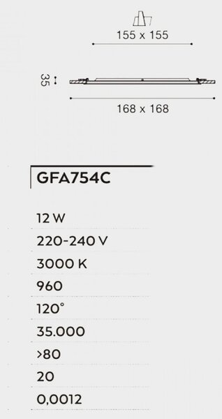 Faretto incasso gea led maia q gfa754c 12w led quadrato termoplastico lampada soffitto - Gea Led