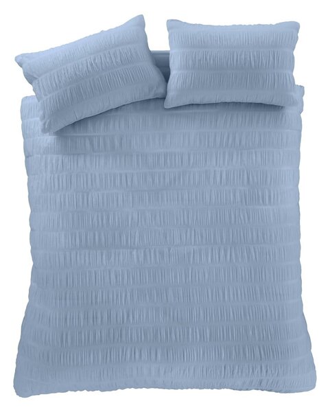 Lenzuola in crêpe blu per letto matrimoniale 200x200 cm Seersucker - Catherine Lansfield