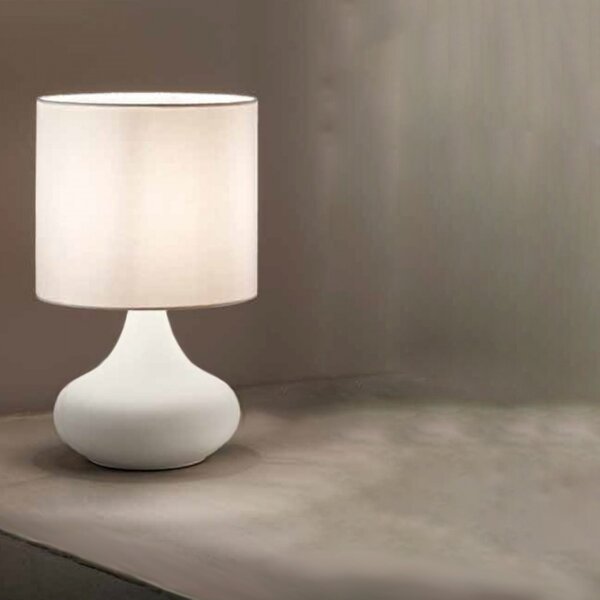 Abat-jour classica perenz paul 6504 e27 led lampada tavolo paralume tessuto bianco ip20 - Perenz