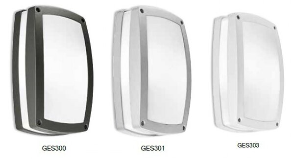 Applique gea led ura r ges300 led ip54 lampada soffitto parete rettangolare moderna alluminio e27 - Gea Led