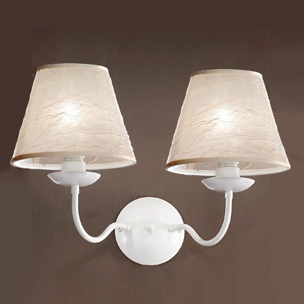 Applique classico due p illuminazione 2597 ap2 cp e14 led metallo tessuto lampada parete - Due P Illuminazione