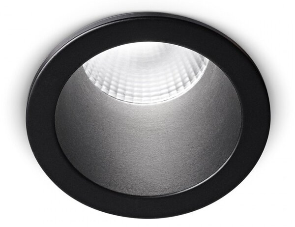 Faretto incasso moderno gea led qebui gfa960 c 8w led 3000°k 600lm 38° ip20 spot cartongesso tondo alluminio nero opaco interno - Gea Led