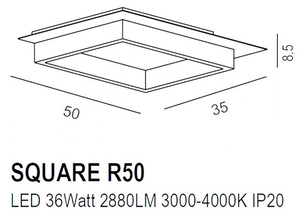 Plafoniera led promoingross square r50 gf ne switch lampada soffitto moderno - Promoingross