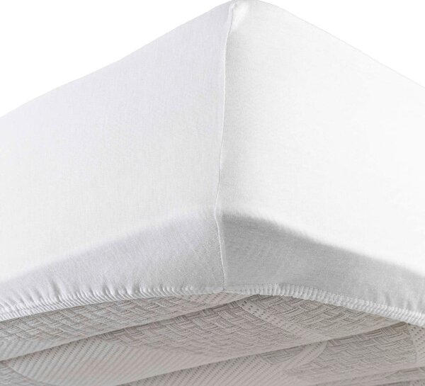 Lenzuolo elasticizzato in jersey bianco 90x190 cm Jersy - douceur d'intérieur