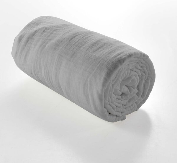 Telo di mussola elasticizzato grigio 160x200 cm Angelia - douceur d'intérieur