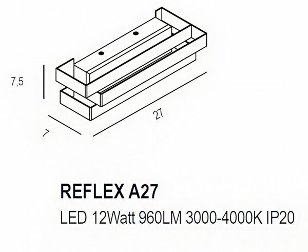 Applique moderno promoingross reflex a27 sg mc led metallo switch lampada parete - Promoingross