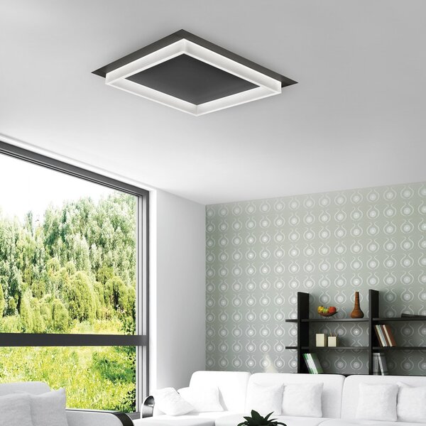 Plafoniera led promoingross square q65 ne switch nero lampada soffitto moderna - Promoingross