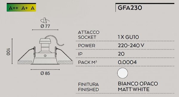 Faretto incasso gea led helios r gfa230 gu10 led orientabile cartongesso - Gea Led