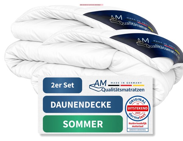 DormiGood | Piumino premium | Set da 2 pezzi 140x200 cm | Piumino estivo | 100% piumino (200 g) | Piumino | 140x200 | Letto estivo | Estate | Leggero | Sottile | Nomite | Downpass