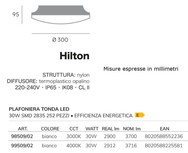 Plafoniera esterno moderna sovil hilton 98509 99509 led nylon lampada soffitto - Sovil Illuminazione