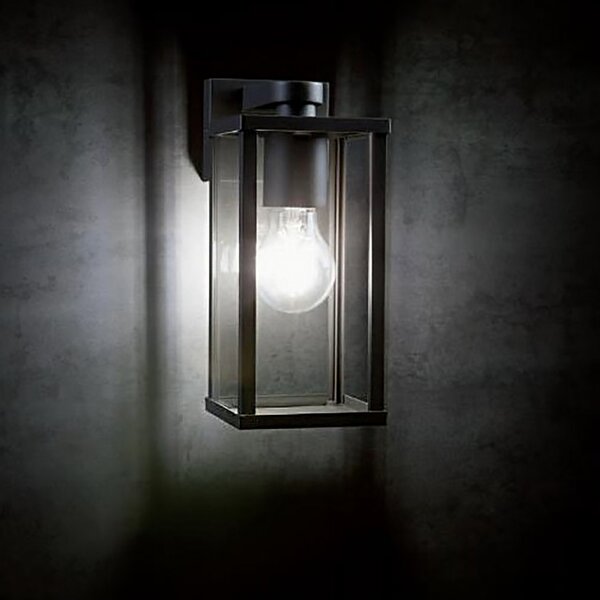 Applique esterno moderna sovil aurea 177 06 nero e27 led alluminio vetro lampada parete - Sovil Illuminazione