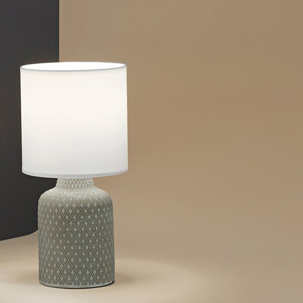 Abat-jour moderna perenz provenza 6694 bg e14 led ceramica tessuto lampada tavolo - Perenz